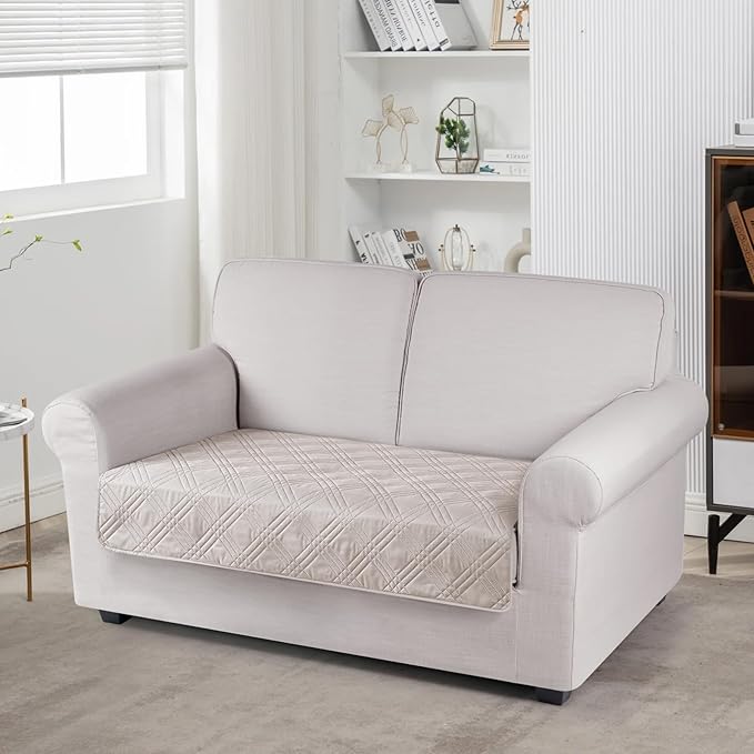 TAOCOCO 100% Waterproof Couch Cover 2 seat in cream– Non-Slip, Pet Friendly