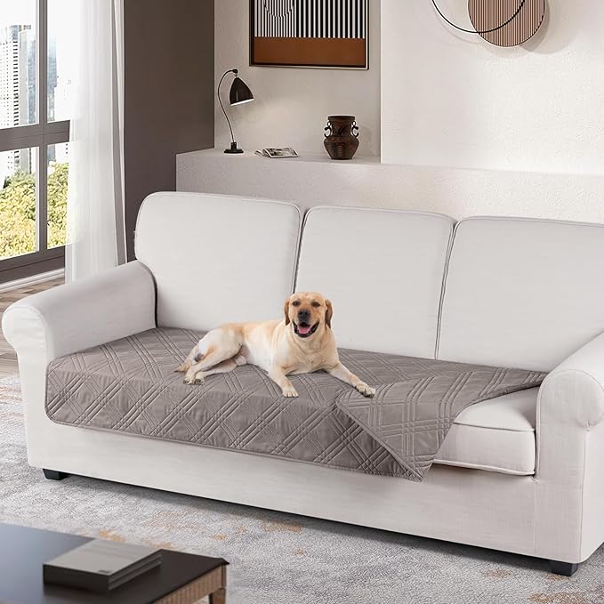 TAOCOCO 100% Waterproof Couch Cover 3 seat in light brown– Non-Slip, Pet Friendly
