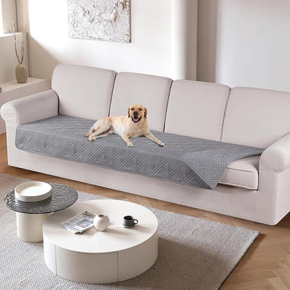 TAOCOCO 100% Waterproof Couch Cover 4 seat in light grey– Non-Slip, Pet Friendly