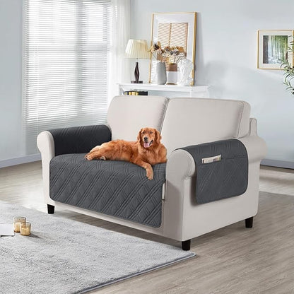 TAOCOCO 100% Waterproof Loveseat Cover for Pets Dogs 47.2 Inch in charcoal gray – Non-Slip, Pet Friendly