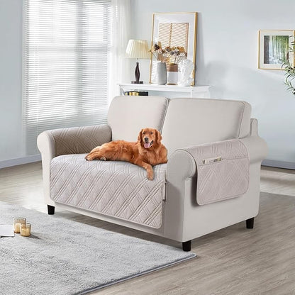 TAOCOCO 100% Waterproof Loveseat Cover for Pets Dogs 47.2 Inch in cream– Non-Slip, Pet Friendly