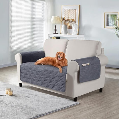 TAOCOCO 100% Waterproof Loveseat Cover for Pets Dogs 47.2 Inch in dark grey – Non-Slip, Pet Friendly
