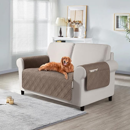 TAOCOCO 100% Waterproof Loveseat Cover for Pets Dogs 47.2 Inch in light brown – Non-Slip, Pet Friendly