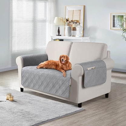 TAOCOCO 100% Waterproof Loveseat Cover for Pets Dogs 47.2 Inch in light grey – Non-Slip, Pet Friendly