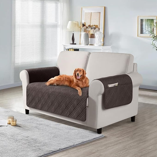 TAOCOCO 100% Waterproof Loveseat Cover for Pets Dogs 47.2 Inch in chocolate – Non-Slip, Pet Friendly