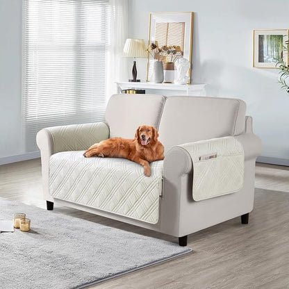 TAOCOCO 100% Waterproof Loveseat Cover for Pets Dogs 47.2 Inch in off white – Non-Slip, Pet Friendly