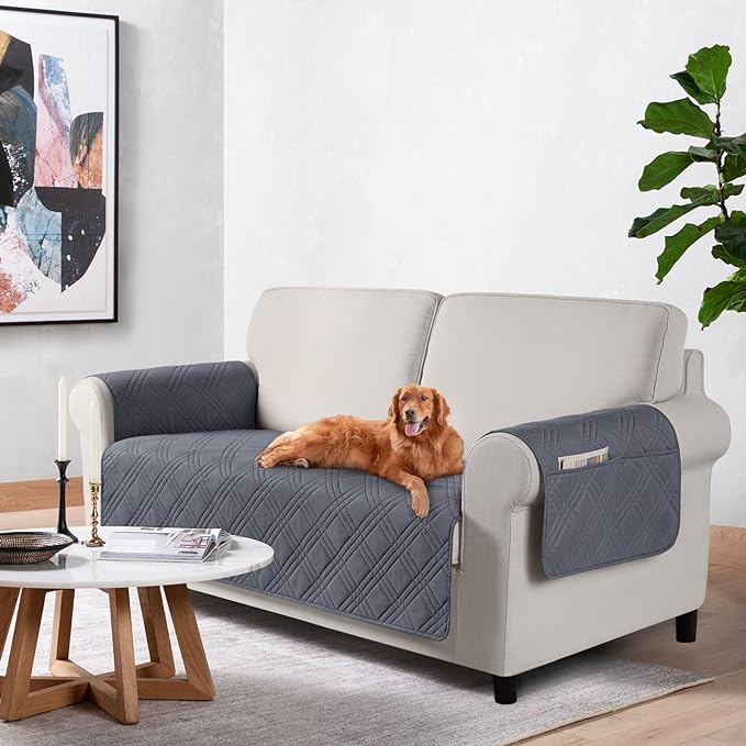 TAOCOCO 100% Waterproof Loveseat Cover for Pets 54 Inch in dark grey