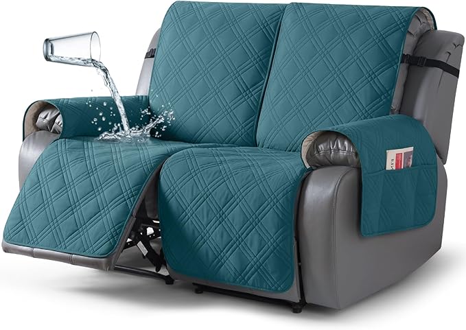TAOCOCO 100% Waterproof Loveseat Recliner Cover 2-Seater in PEACOCK BLUE – Pet Friendly