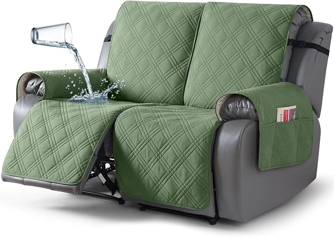 TAOCOCO 100% Waterproof Loveseat Recliner Cover 2-Seater in Bean Green – Pet Friendly