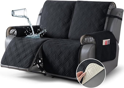 TAOCOCO 100% Waterproof Loveseat Recliner Cover 2-Seater in Black – Pet Friendly