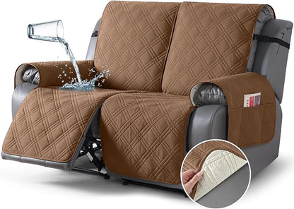 TAOCOCO 100% Waterproof Loveseat Recliner Cover 2-Seater in Brown – Pet Friendly
