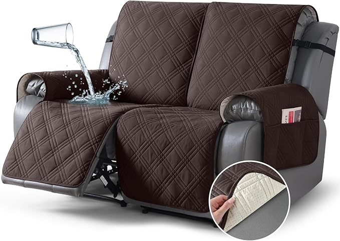 TAOCOCO 100% Waterproof Loveseat Recliner Cover 2-Seater in Coffee – Pet Friendly