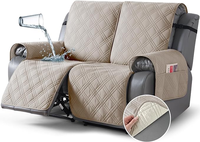 TAOCOCO 100% Waterproof Loveseat Recliner Cover 2-Seater in cream – Pet Friendly