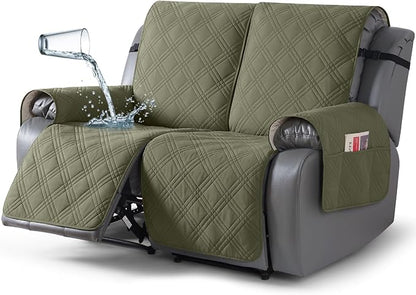 TAOCOCO 100% Waterproof Loveseat Recliner Cover 2-Seater in Olive Green – Pet Friendly