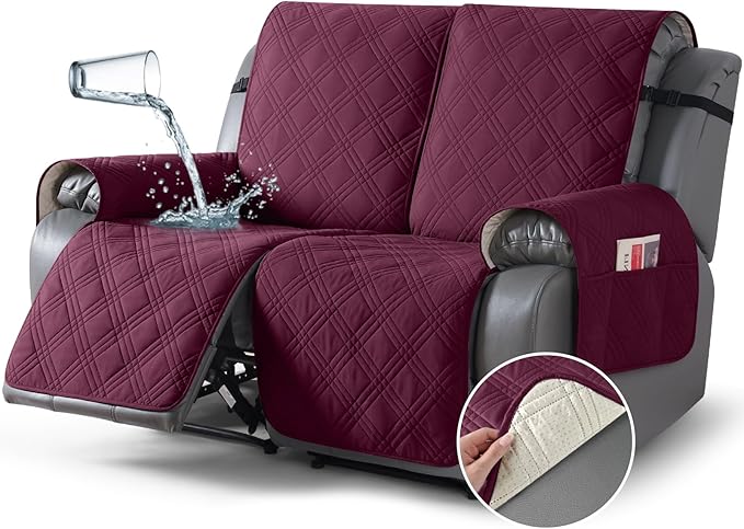 TAOCOCO 100% Waterproof Loveseat Recliner Cover 2-Seater in Wine – Pet Friendly