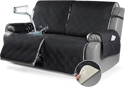 TAOCOCO 100% Waterproof Loveseat Recliner Cover Oversized 2-Seater in Black – Pet Friendly