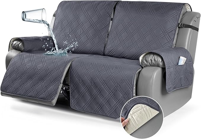 TAOCOCO 100% Waterproof Loveseat Recliner Cover Oversized 2-Seater in Dark Gray – Pet Friendly
