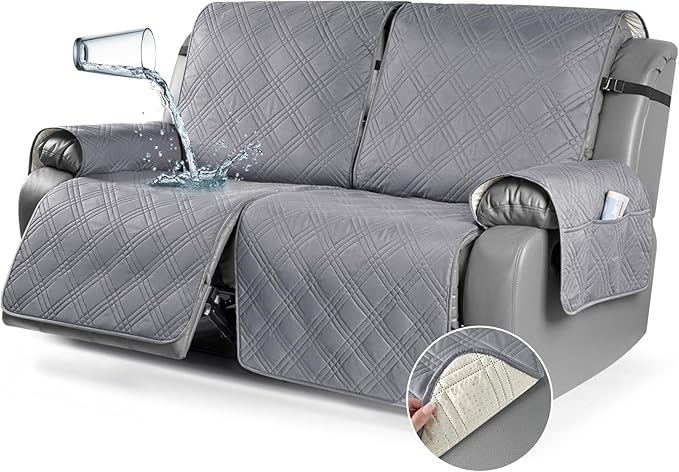 TAOCOCO 100% Waterproof Loveseat Recliner Cover Oversized 2-Seater in Light Gray – Pet Friendly