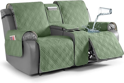 TAOCOCO Waterproof Loveseat Recliner Cover with Center Console 2-Seat in Bean Green – Non-Slip, Pet Friendly