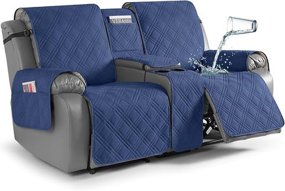TAOCOCO Waterproof Loveseat Recliner Cover with Center Console 2-Seat in Ocean Blue – Non-Slip, Pet Friendly