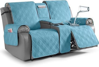 TAOCOCO Waterproof Loveseat Recliner Cover with Center Console 2-Seat in sky blue – Machine Washable