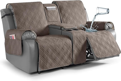TAOCOCO Waterproof Loveseat Recliner Cover with Center Console 2-Seat in taupe – Machine Washable