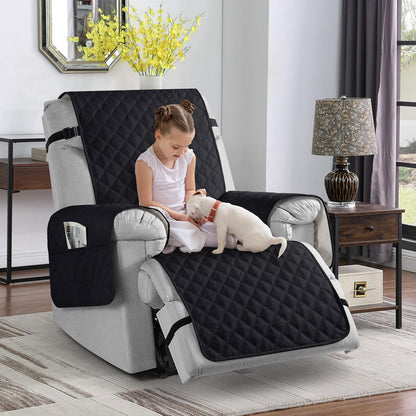 TAOCOCO 100% Waterproof Non-Slip 1-Seater Recliner Chair Cover 28 Inch in black