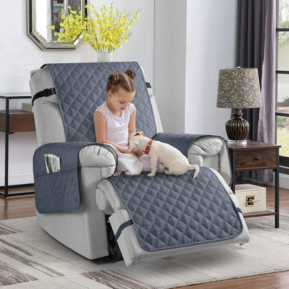 TAOCOCO 100% Waterproof Non-Slip 1-Seater Recliner Chair Cover 28 Inch in bluish grey