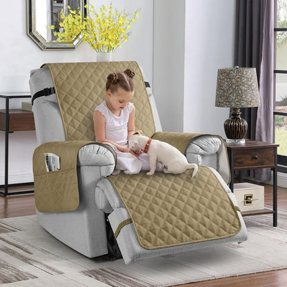 TAOCOCO 100% Waterproof Non-Slip 1-Seater Recliner Chair Cover 28 Inch in camel