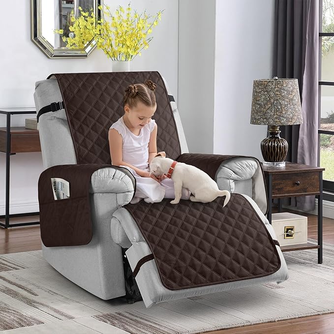 TAOCOCO 100% Waterproof Non-Slip 1-Seater Recliner Chair Cover 28 Inch in chocolate