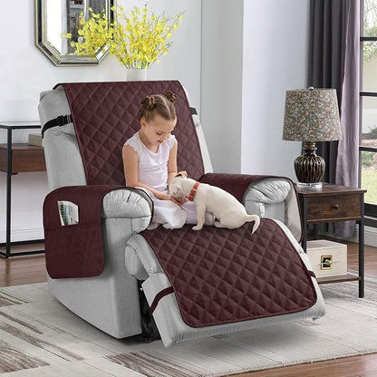 TAOCOCO 100% Waterproof Non-Slip 1-Seater Recliner Chair Cover 28 Inch in Coffee