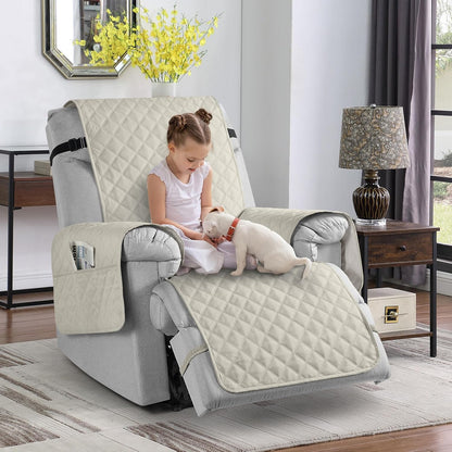 TAOCOCO 100% Waterproof Non-Slip 1-Seater Recliner Chair Cover 28 Inch in ivory