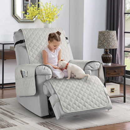 TAOCOCO 100% Waterproof Non-Slip 1 Seater Recliner Chair Cover 28 Inch For Home Decor in Off White