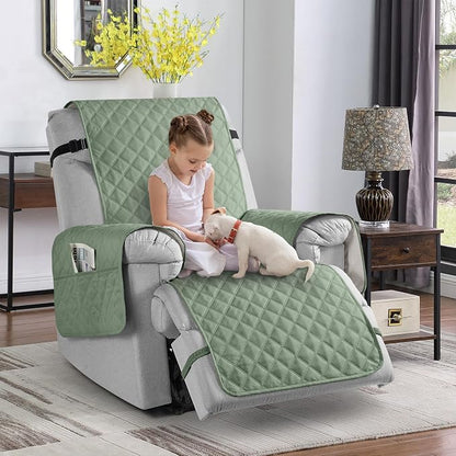 TAOCOCO 100% Waterproof Non-Slip 1 Seater Recliner Chair Cover 28 Inch For Home Decor in Sage Green