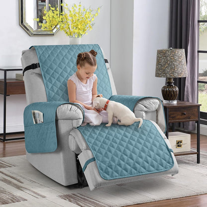 TAOCOCO 100% Waterproof Non-Slip 1 Seater Recliner Chair Cover 28 Inch For Home Decor in Sky Blue