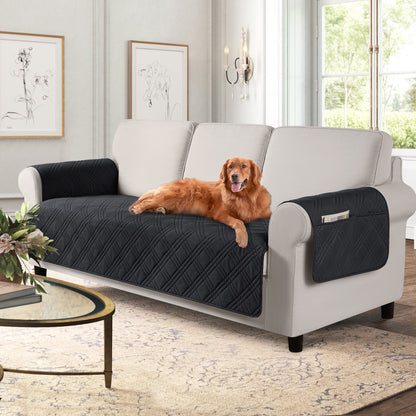 TAOCOCO 100% Waterproof 3-Seater Pet Couch Cover Non-Slip For Home Decor in Black
