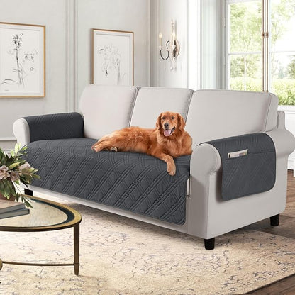 TAOCOCO 100% Waterproof 3-Seater Pet Couch Cover Non-Slip For Home Decor in Charcoal Gray