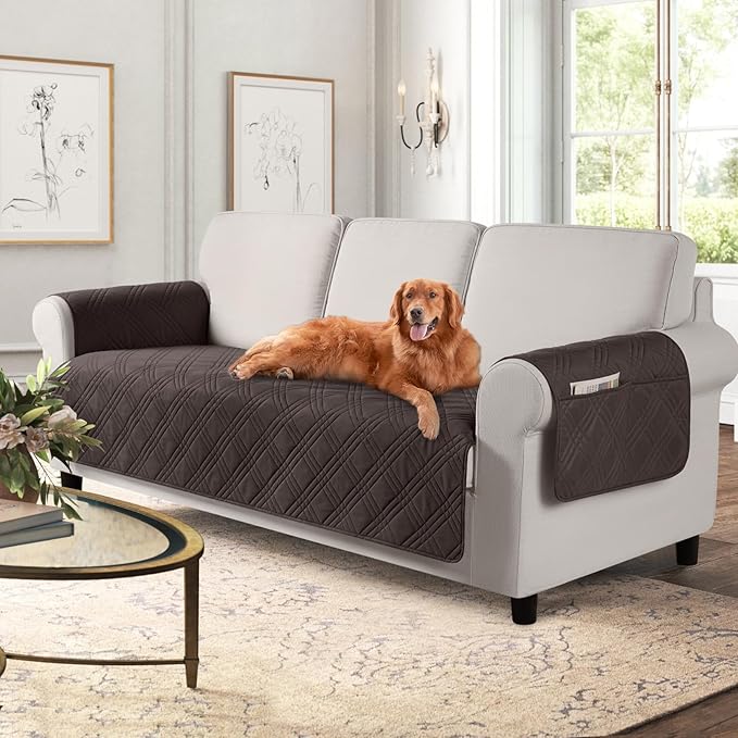 TAOCOCO 100% Waterproof 3-Seater Pet Couch Cover Non-Slip  in chocolate