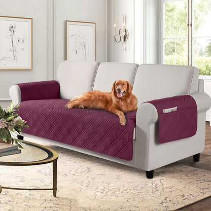 TAOCOCO 100% Waterproof 3-Seater Pet Couch Cover Non-Slip For Home Decor in wine