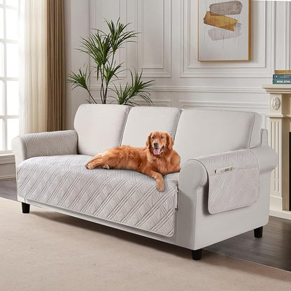 TAOCOCO 100% Waterproof 3-Seater Pet Couch Cover 72.4 Inch in Cream – Machine Washable