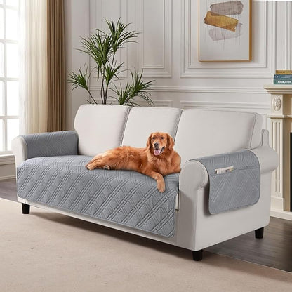 TAOCOCO 100% Waterproof 3-Seater Pet Couch Cover 72.4 Inch in Light Gray – Non-Slip, Pet Friendly