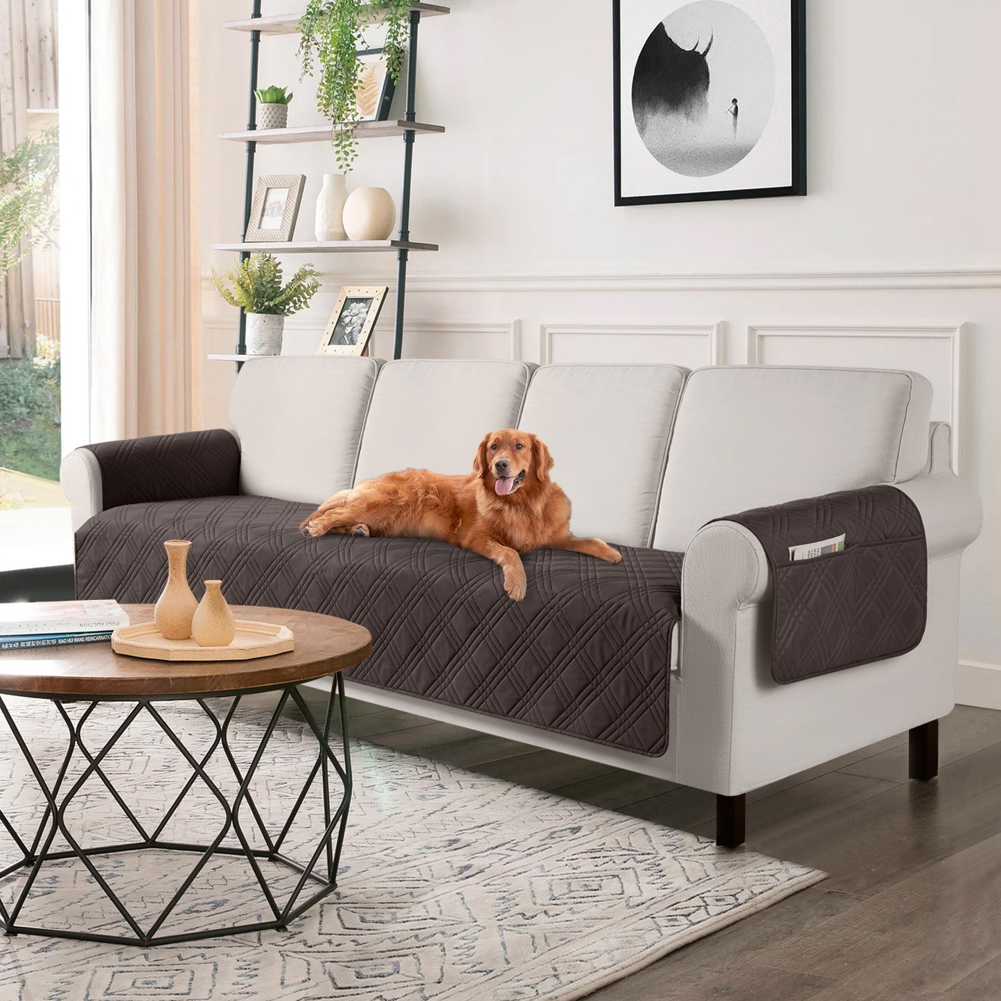 TAOCOCO 100% Waterproof 3-Seater Pet Couch Cover Non-Slip 78 Inch in chocolate