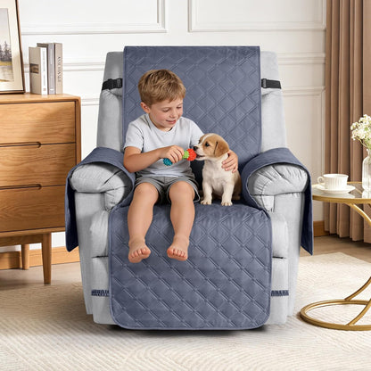 TAOCOCO 100% Waterproof 1-Seater Recliner Cover 22 Inch in Bluish Gray – Non-Slip, Pet Friendly