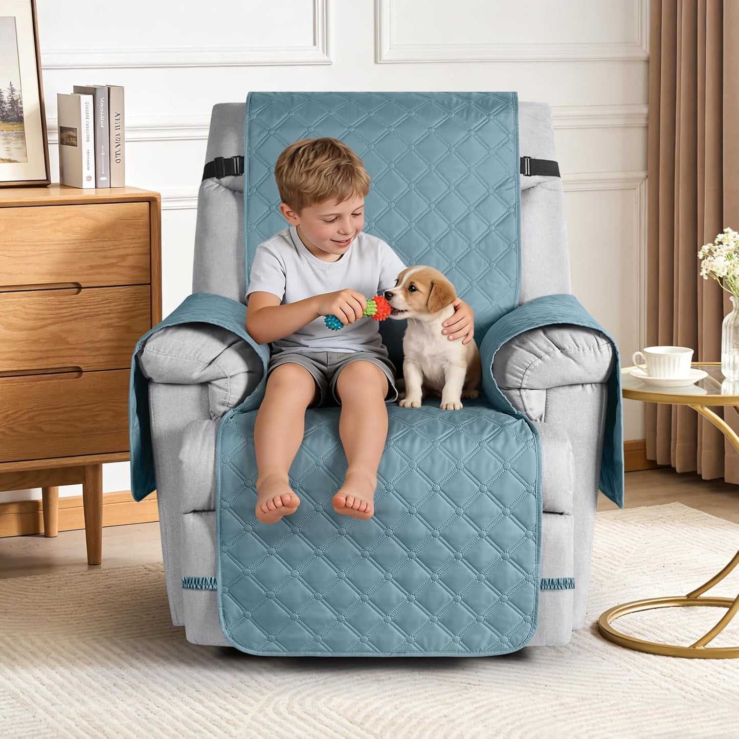 TAOCOCO 100% Waterproof 1-Seater Recliner Cover 22 Inch in Sky Blue – Non-Slip, Pet Friendly