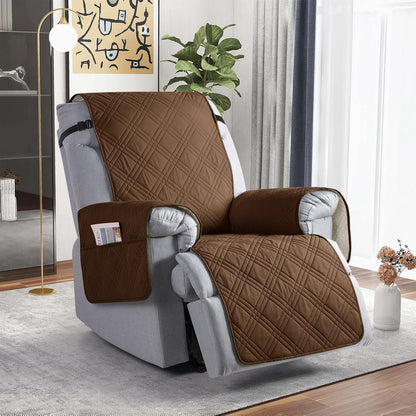 TAOCOCO Waterproof Oversized 1-Seater Recliner Chair Cover 25 Inch with Side Pocket in Brown