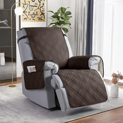 TAOCOCO Waterproof Oversized 1-Seater Recliner Chair Cover 25 Inch with Side Pocket in Chocolate, furniture protector for kids, pets