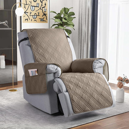 TAOCOCO Waterproof Oversized 1 Seater Recliner Chair Cover 25 Inch with Side Pocket For Home Decor in Gray Taupe