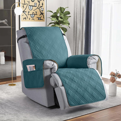 TAOCOCO Waterproof Oversized 1 Seater Recliner Chair Cover 25 Inch with Side Pocket For Home Decor in Peacocak Blue
