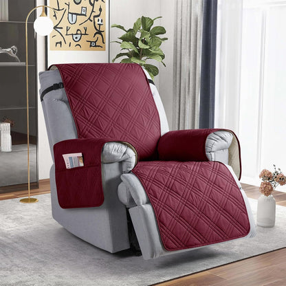 TAOCOCO Waterproof Oversized 1-Seater Recliner Chair Cover 25 Inch with Side Pocket in Wine