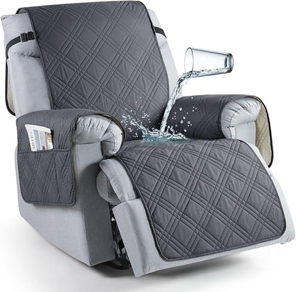 TAOCOCO Waterproof 1-Seater Recliner Chair Cover 28 Inch with Side Pocket in Dark Grey